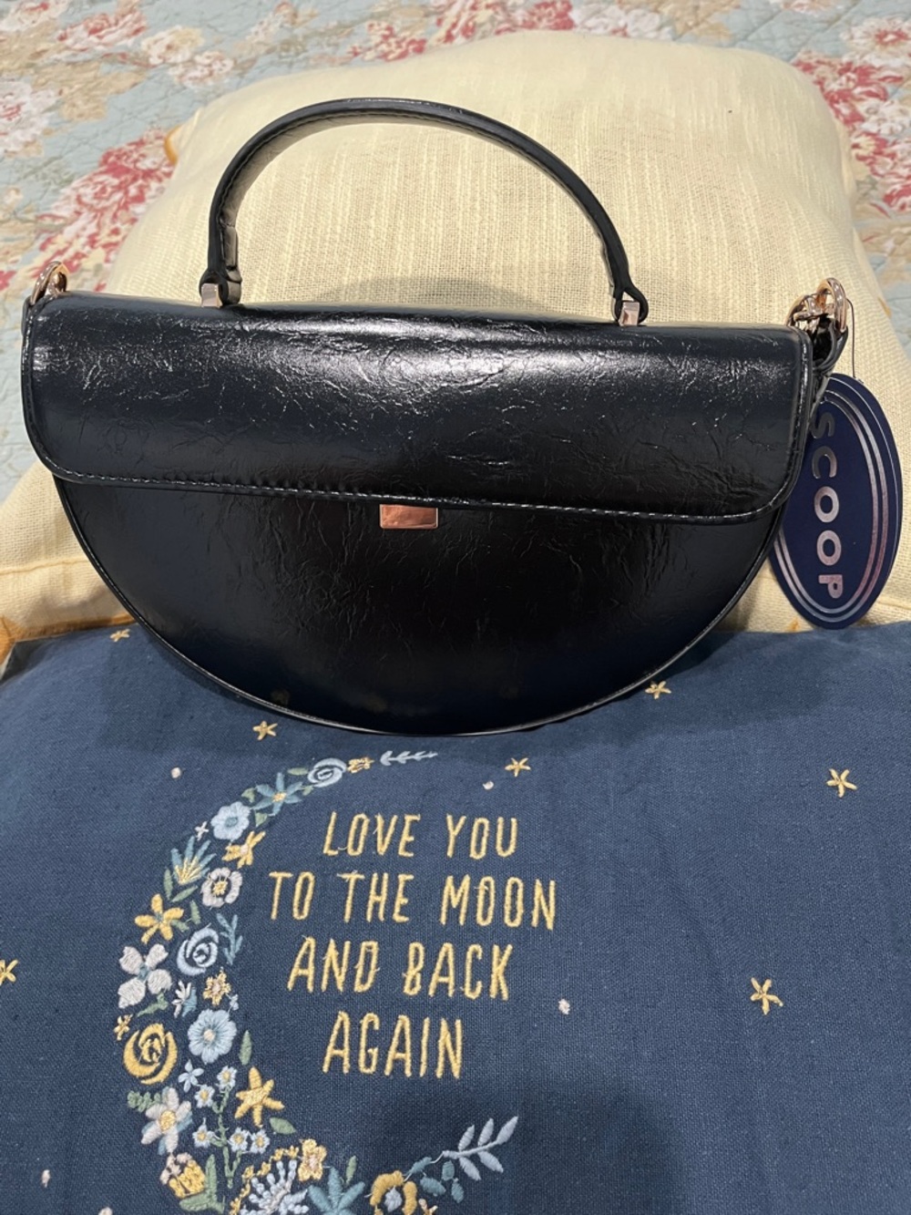 Scoop Black Crescent Crossbody Top-Handle Bag